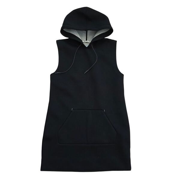T by Alexander Wang Black Hooded Sweatshirt Dress sz Medium Athleisure Basic - Picture 1 of 7